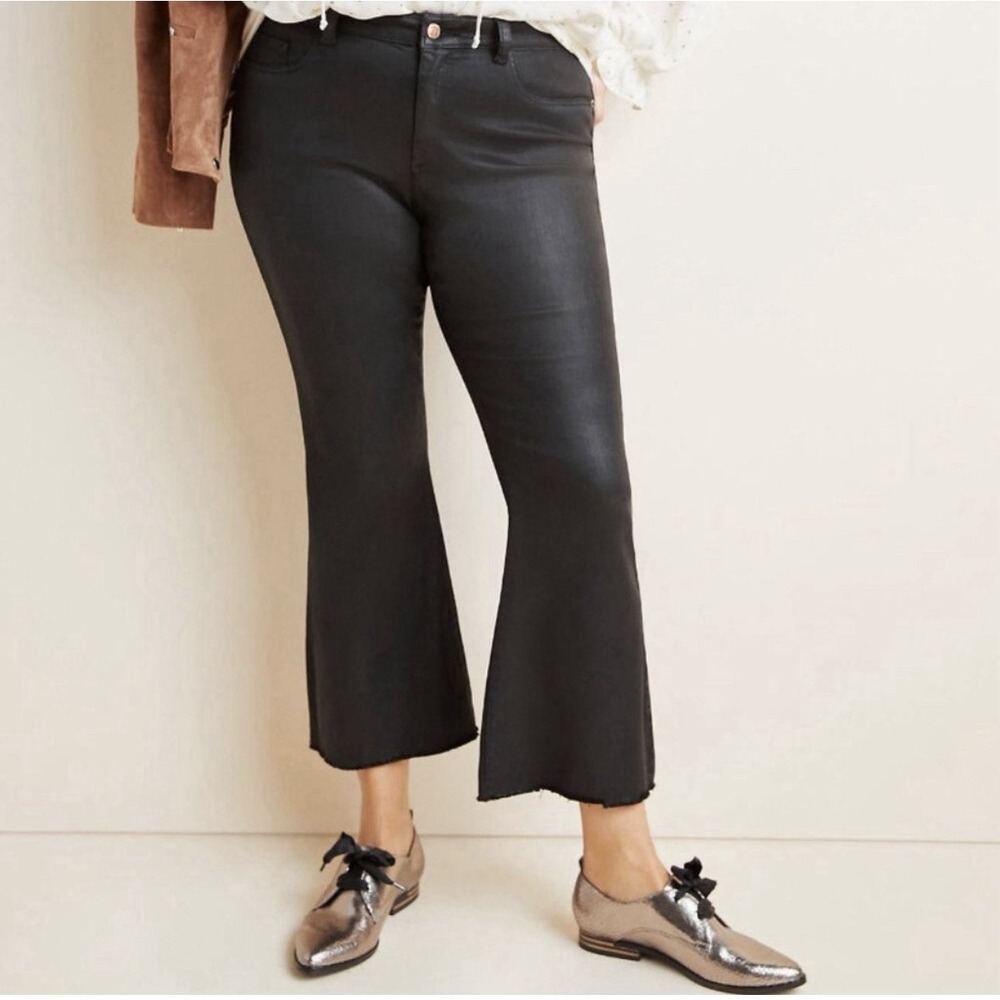 DL1961 Marianna Hewitt Bridget Cropped Black Jeans Plus Size 24W Stretch Raw Hem